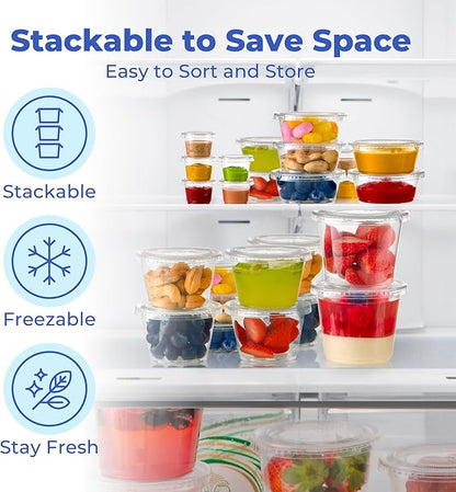 Fit Meal Prep 250 Pack 3.25 oz Jello Shot Cups with Lids, Disposable Souffle Portion Cups for Sauce