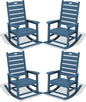 SERWALL Outdoor Rocking Chair Set of 4, Oversized HDPE Patio Rocking Chair by SERWALL