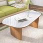 Luxury Marble Coffee Table, Premium Sintered Stone Top, Natural Wood Look Base by Honyee