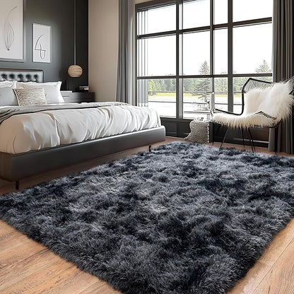 Pionblank Large Rug for Living Room 6x9, Modern Shag Area Rug, Dark Grey | Soft - Image 3