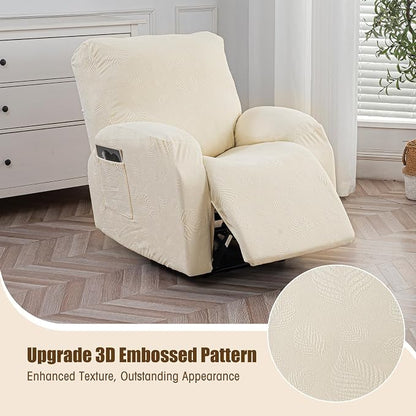 Gennia Recliner Chair Covers 3 Pieces, Waterproof Jacquard Reclining Chair Cover - Image 2