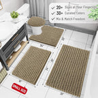 Arotive Luxury Chenille Bathroom Rug Mat, Extra Soft Thick Absorbent Shaggy Bath Rugs, Non-Slip Machine Wash Dry, Plush Bath Mats for Bathroom, Shower and Tub, 60x24, Camel