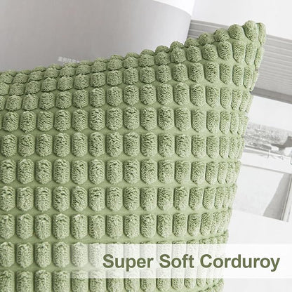 MIULEE Natural Green Pillow Covers 18x18 Inch Set of 4 Spring Modern Nordic - Image 4
