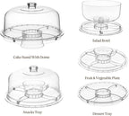 HBlife Cake Stand with Acrylic Dome Cover (12.2"), Multifunctional Serving Cookie Platter Punch Bowl and Cake Plate for Dessert Table Display for Parties (6 Uses)