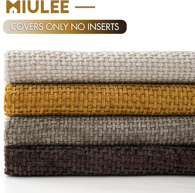 MIULEE Decorative Chenille Fall Pillow Covers Gold Brown 20x20 Pack of 4 | - Image 6