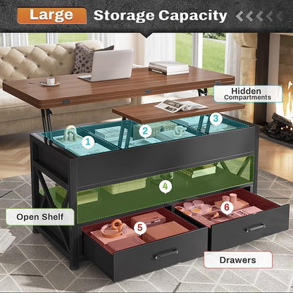 Itaar 40" Lift Top Coffee Table, 4 in 1 White Coffee Tables - Image 3
