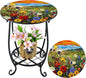 Cinnvoice Outdoor Side Table Round Small Mosaic Patio Accent Indoor End Plant by Cinnvoice