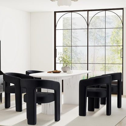 RIVOVA Modern Barrel Dining Chairs Set of 5, Velvet Upholstered Accent Side by RIVOVA