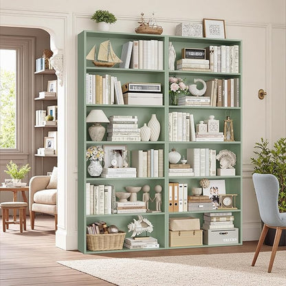 FOTOSOK 6-Tier Open Bookcase and Bookshelf Set of 2, Freestanding Display by FOTOSOK