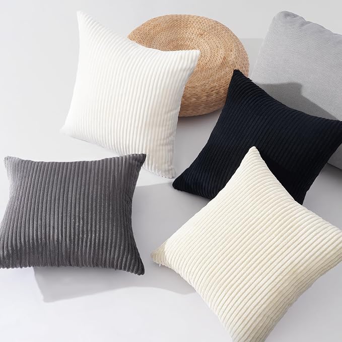 Topfinel 20x20 inch 4 Pack Black and White Decorative Throw Pillow Covers - Image 3