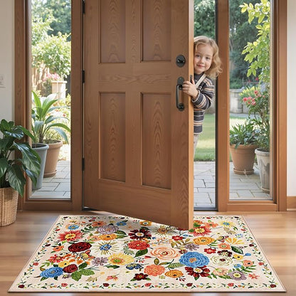 Beige Floral Hallway Runner Rug 2x5 - Image 5