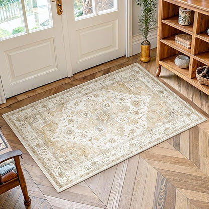 AMADA HOMEFURNISHING 2x3 Washable Area Rug, Low-Profile Entryway Rug by AMADAHOMEFURNISHING