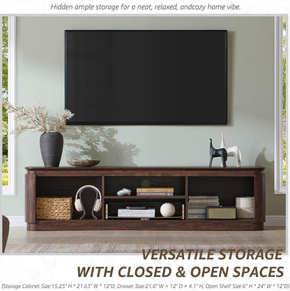 70" Fluted TV Stand for TVs Up to 80", Mid Century Modern Entertainment Center - Image 6