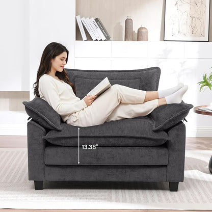 Oversized Accent Chairs Set of 2, Modern Chenille Cloud Sofa Chair - Image 3