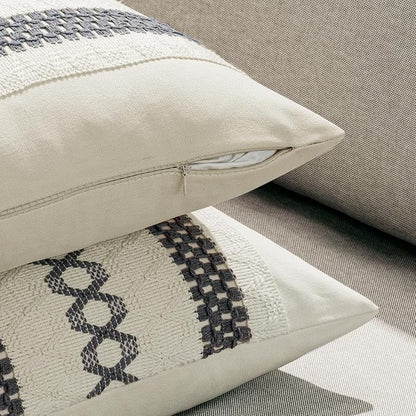 MIULEE Set of 2 Gray Boho Decorative Pillow Covers 18x18 Inch | Farmhouse Couch - Image 5