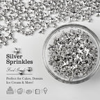 Silver Sprinkles for Cake Decorating, Star Candy Sugar, Mix Size, 150g/5.29oz, Food Grade, Cake Decoration, Cupcake Topper, Holiday, Party, Wedding Party, Birthday, Easter, Christmas Supplies