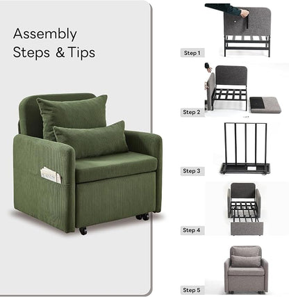 Iroomy 5-Level Adjustable Convertible Sleeper Chair Set of 2, 3-in-1 87'' Long - Image 9