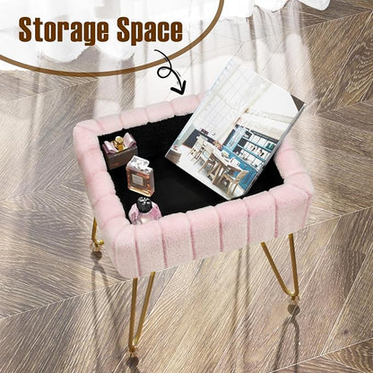 Greenstell Vanity Stool Chair Faux Fur - Image 6