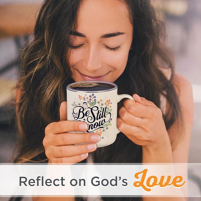 Christian Art Gifts Purple Ceramic Coffee Mug with Silver Rim – 14 oz. Lead & Cadmium-free Non-toxic Inspirational Scripture Coffee and Tea Mug for Women with Bible Verse: Be Still & Know –Psalm 46:10