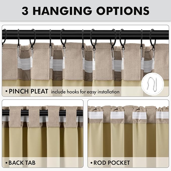 MIULEE 100% Blackout Linen Curtains 42 x 90 Inch Copper Brown 2 Panels | - Image 5