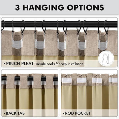 MIULEE 100% Blackout Linen Curtains 42 x 84 Inch Copper Brown 2 Panels | - Image 5