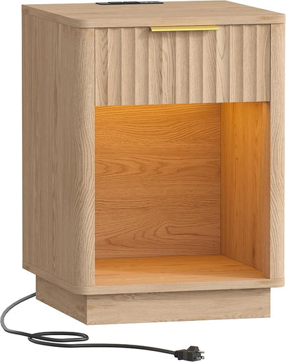 Akxomel Fluted Nightstand, Wooden Night Stand - Image 8