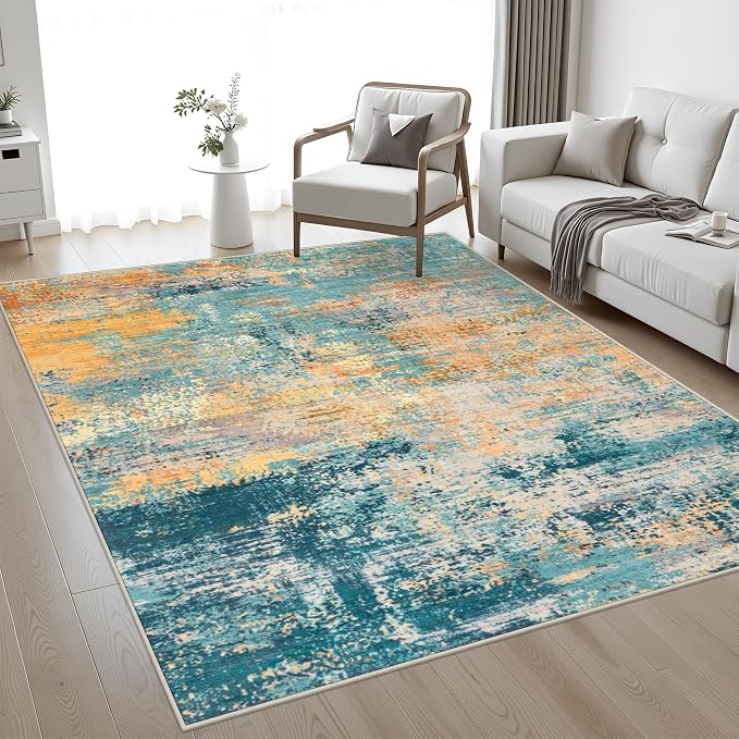 Area Rug Living Room: 3x5 Modern Washable Soft Carpet Rosy Haze | by FXRHLP