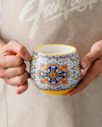 HENXFEN LEAD Boho Coffee Mugs 20 Ounce - Porcelain Cups for Latte, Tea, Cappuccino, Cocoa, Soup, Dishwasher, Microwave Safe, Christmas Gift Set of 6 - Bohemian Style