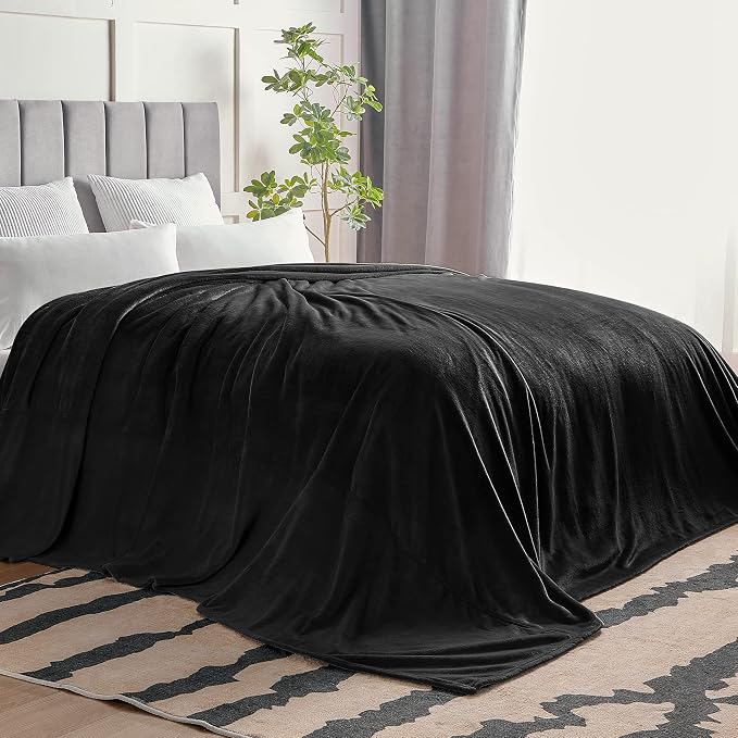BEDELITE Fleece Blanket Soft Plush Oversized Bed Blanket Black 120"x120" | - Image 7