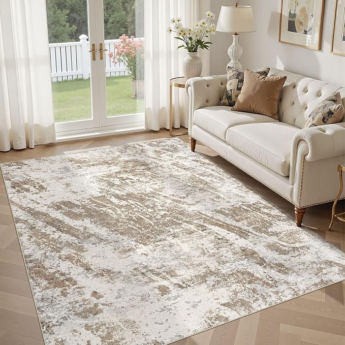 DMOYEST 6x9 Washable Area Rug: Abstract Modern Non-Slip Carpet, Soft Low Pile by DMOYEST