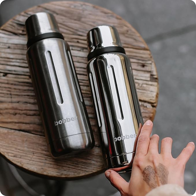 BOBBER 16 oz Vacuum Insulated Stainless Steel Water Bottle with Cup Lid – Dishwasher Safe – Keeps Drinks Hot for 24 Hours and Cold for 36 Hours – Triple Walled Coffee Thermos for Hot Drinks (Matte)