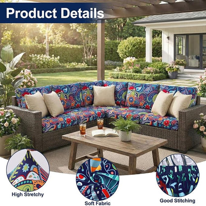Smiry Waterproof Patio Cushion Covers, Stretch Outdoor Furniture Covers | Couch - Image 5
