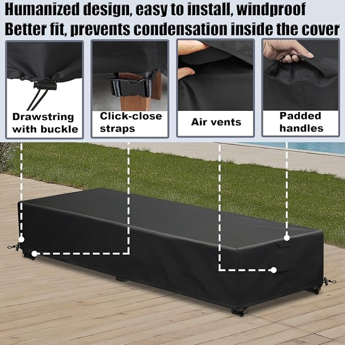 Patio Lounge Chair Covers 4 Pack Waterproof Outdoor chaise lounge cover 80" x - Image 6