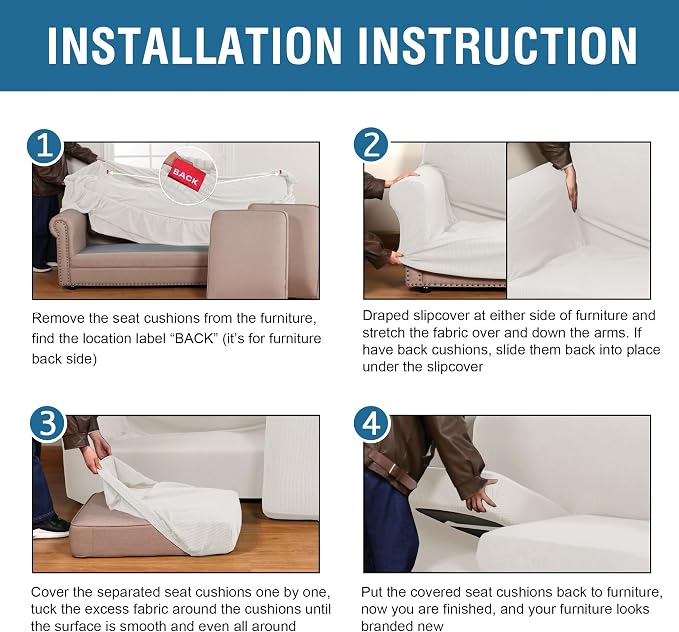 H.VERSAILTEX 4 Piece Stretch Sofa Covers - Image 6