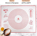 Extra Large Silicone Pastry Mat, Baking Mat with Measurement for Fondant, Rolling Dough, Pie Crust, Pizza and Cookies, Counter Mat/Kneading Matts, Red, 24" x 32"