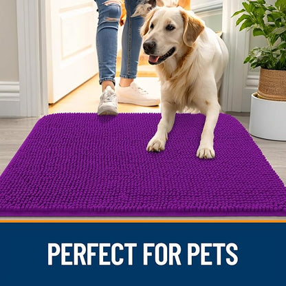 OLANLY Dog Door Mat for Muddy Paws 47x24, Super Absorbent Chenille Mud Mat | - Image 6