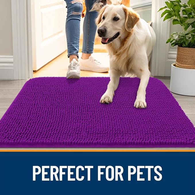 OLANLY Dog Door Mat for Muddy Paws 45x27, Super Absorbent Chenille Mud Mat | - Image 6