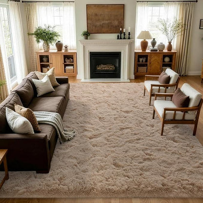 7x10 Large Beige Fluffy Soft Area Rug Non-Slip by ModernHomeDecor