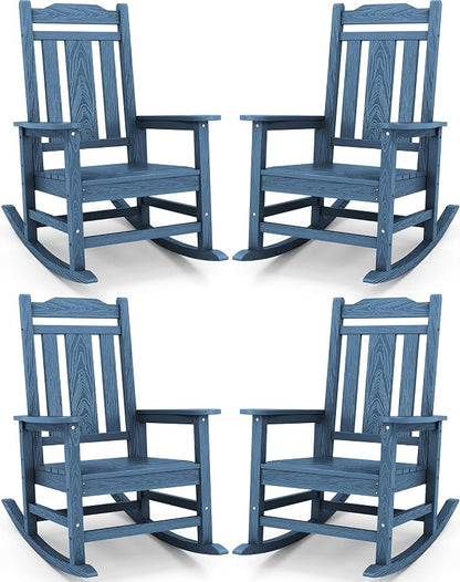 SERWALL Oversized Rocking Chair, HDPE Outdoor Rocking Chairs Set of 4, Patio by SERWALL