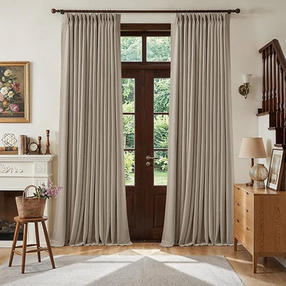 Dark Flax Linen Pinch Pleated 100% Black Out 105 Inch Curtains by Twodrapes