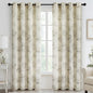 Yakamok 84 Inches Grey Floral Linen Textured Curtains by Yakamok