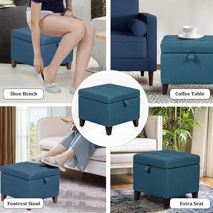 Adeco Square Fabric Storage Ottoman - Image 6