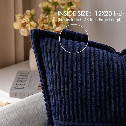MIULEE Decorative Lumbar Throw Pillow Covers 12x20 Inch Navy Blue 2 Pack | Boho - Image 2