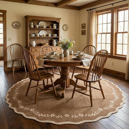 GarveeHome Round Area Rug 5ft Scalloped Washable Circle Rug - Image 2