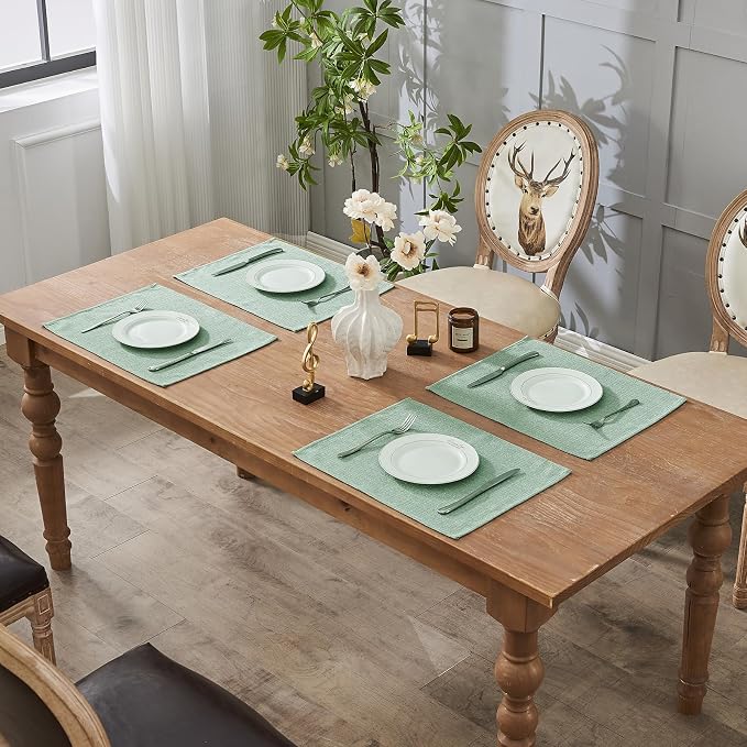 BALCONY & FALCON Placemats Set of 6 Faux Linen Cloth Place Mats Washable - Image 7