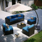 Aoxun Patio Furniture Set with Umbrella, 8 Piece Outdoor Sectional Sofas by Aoxun