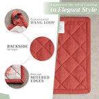 Maison d' Hermine Pot Holders Set 100% Cotton Heat Resistant Potholders 8" x 8" Hot Pads with Loop BBQ, Cooking, Baking, Grilling, Kitchen, Handling Hot Pans (Pack of 2, Holy Jouy - Red)