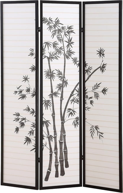 Roundhill Furniture 3-Panel Oriental Shoji Room Divider Screen - Image 4