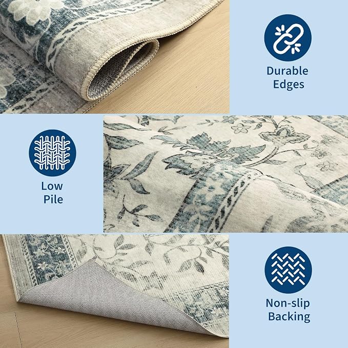 GarveeHome Vintage Blue Area Rug 8x10 - Image 8