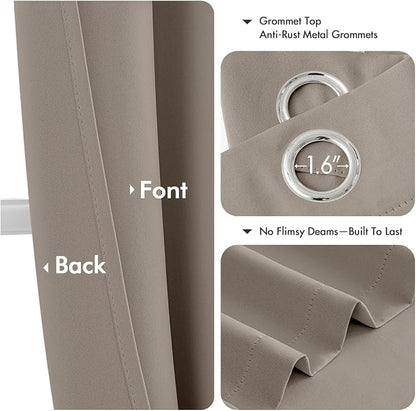 MIULEE Blackout Curtains for Bedroom 2 Panels 40 x 45 Inch Long Stone | Thermal - Image 4